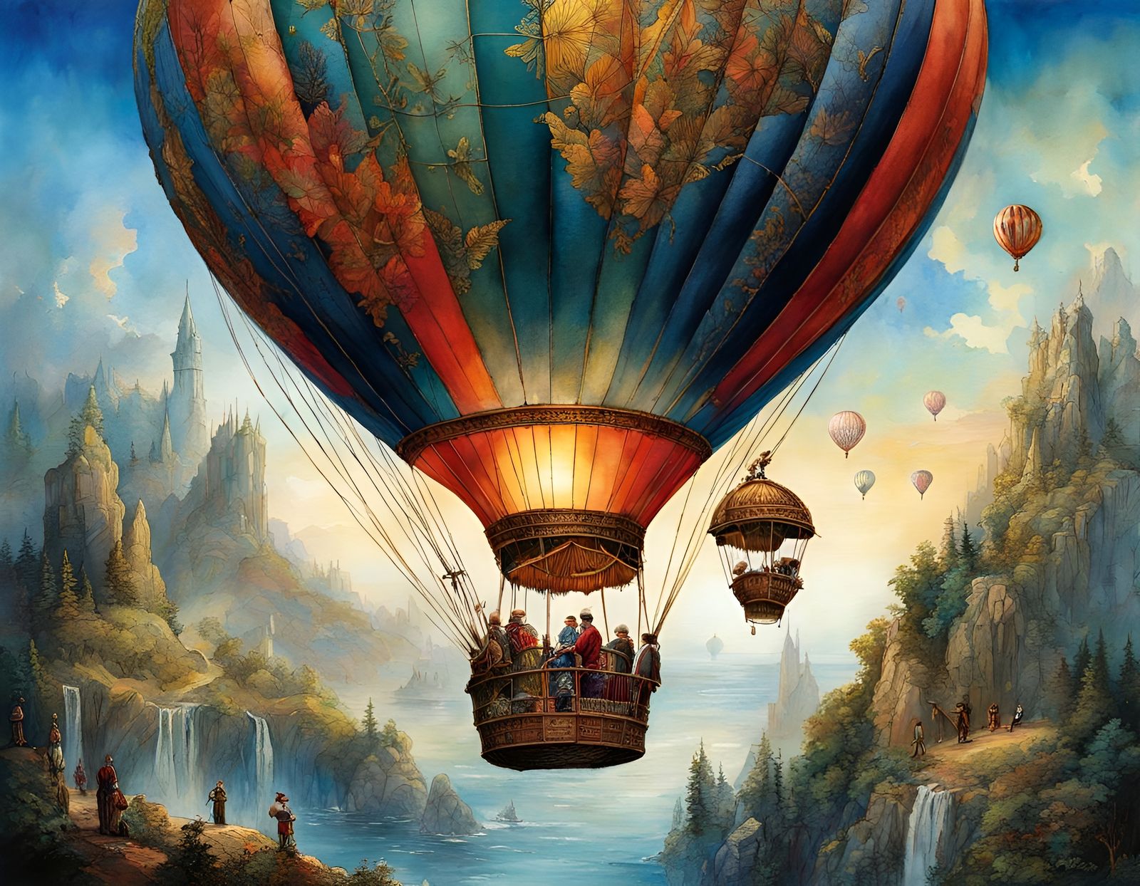 Around the World: Verne's Watercolor Balloon