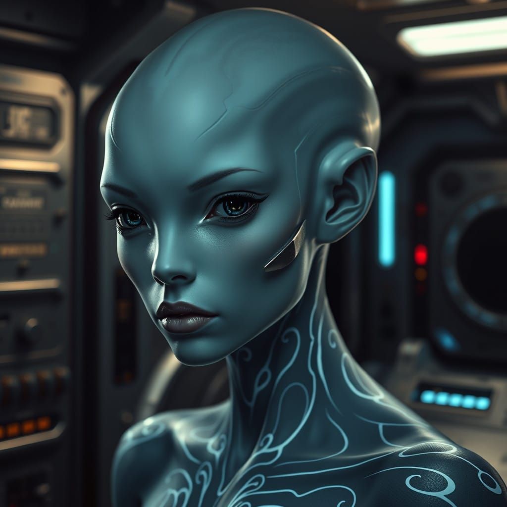 Stunning Sci-Fi Alien in Chiaroscuro-Style Lighting