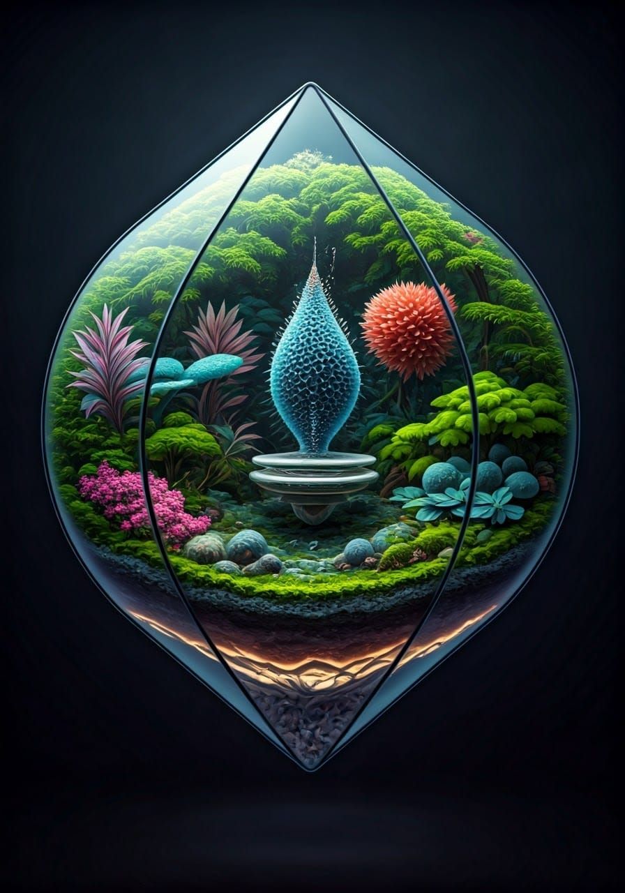 Floating Bioluminescent Terrarium Inspired by Nature