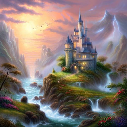 Psychedelic Fantasy Castle in Ethereal Style