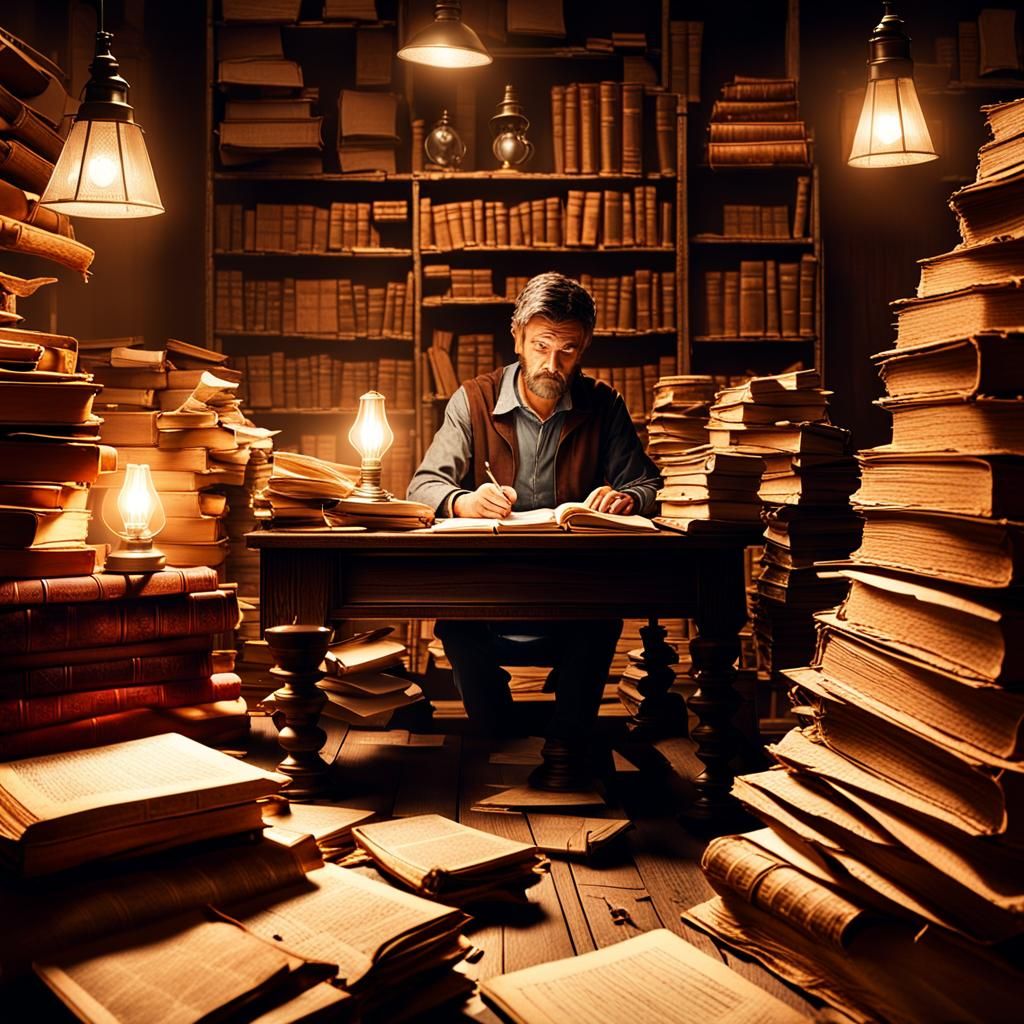 Cozy Cluttered Desk in Realistic Cinematic Style