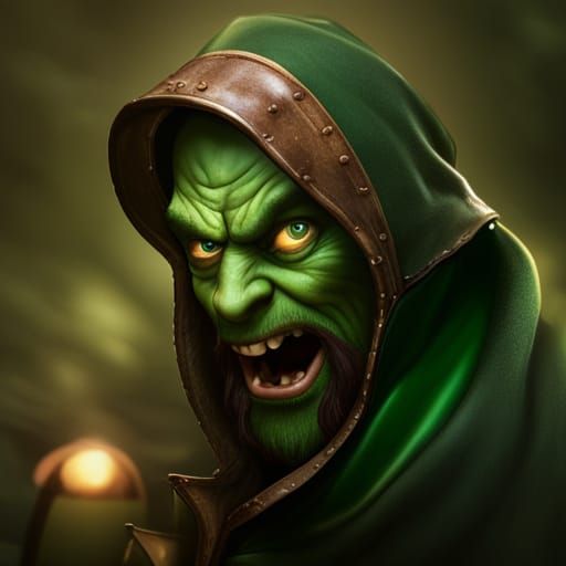 Angry Leprechaun with Hoodie: Detailed Matte Painting