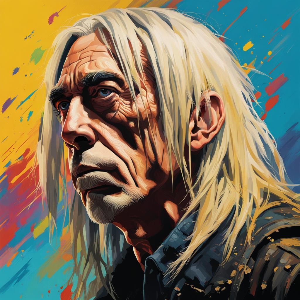 Hyperrealistic Wasted Man with Bleached Hair Portrait