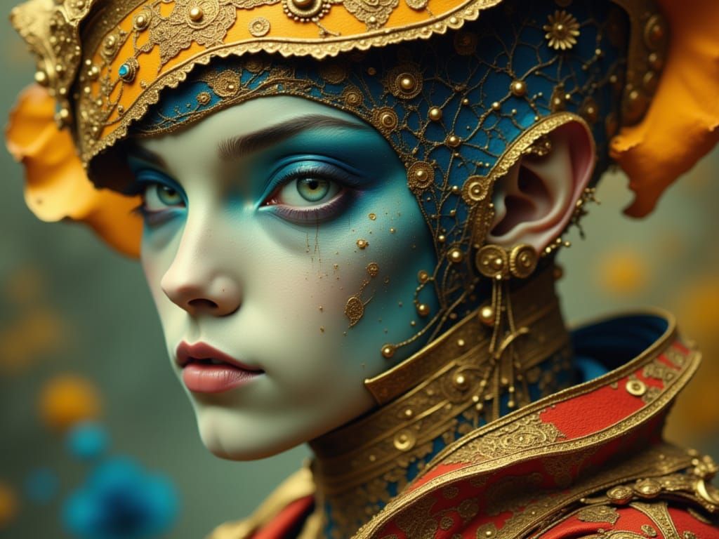 Detailed Alien Portrait with Elegant Attire