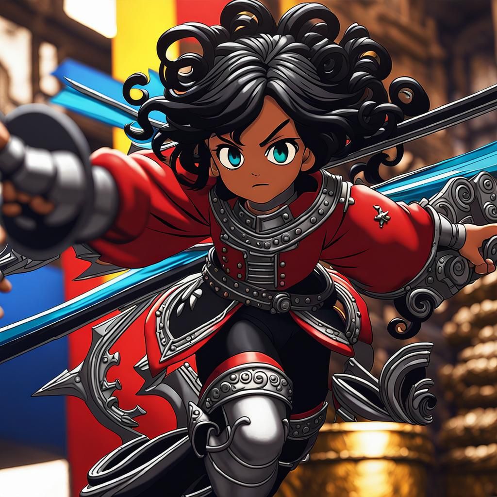 Anime Black Girl Training in Medieval Setting