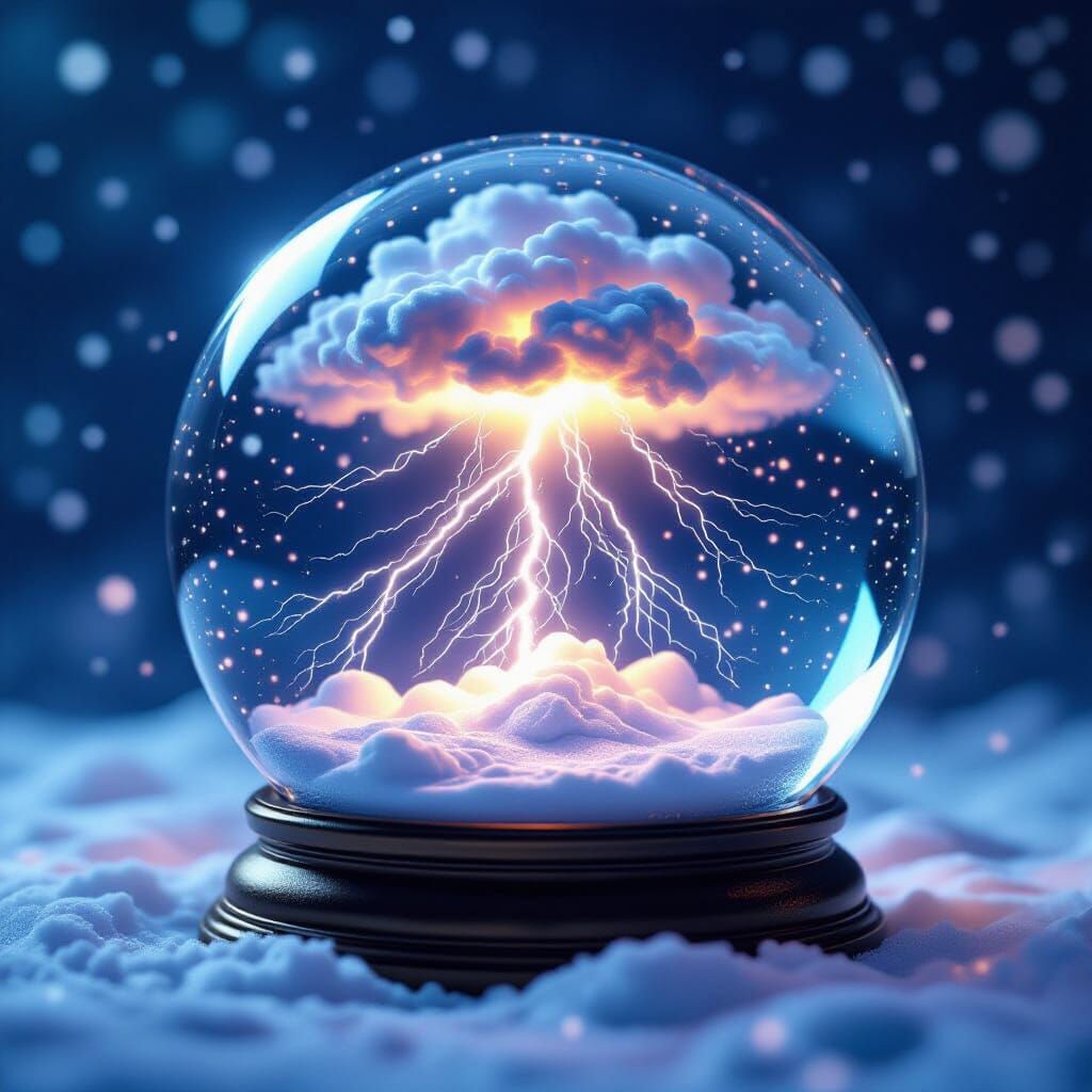 Thunderstorm and Snowflakes Inside a Snowglobe