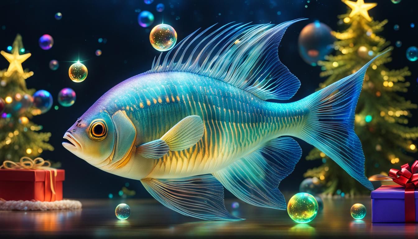 Bioluminescent Fish Celebrate Christmas Underwater