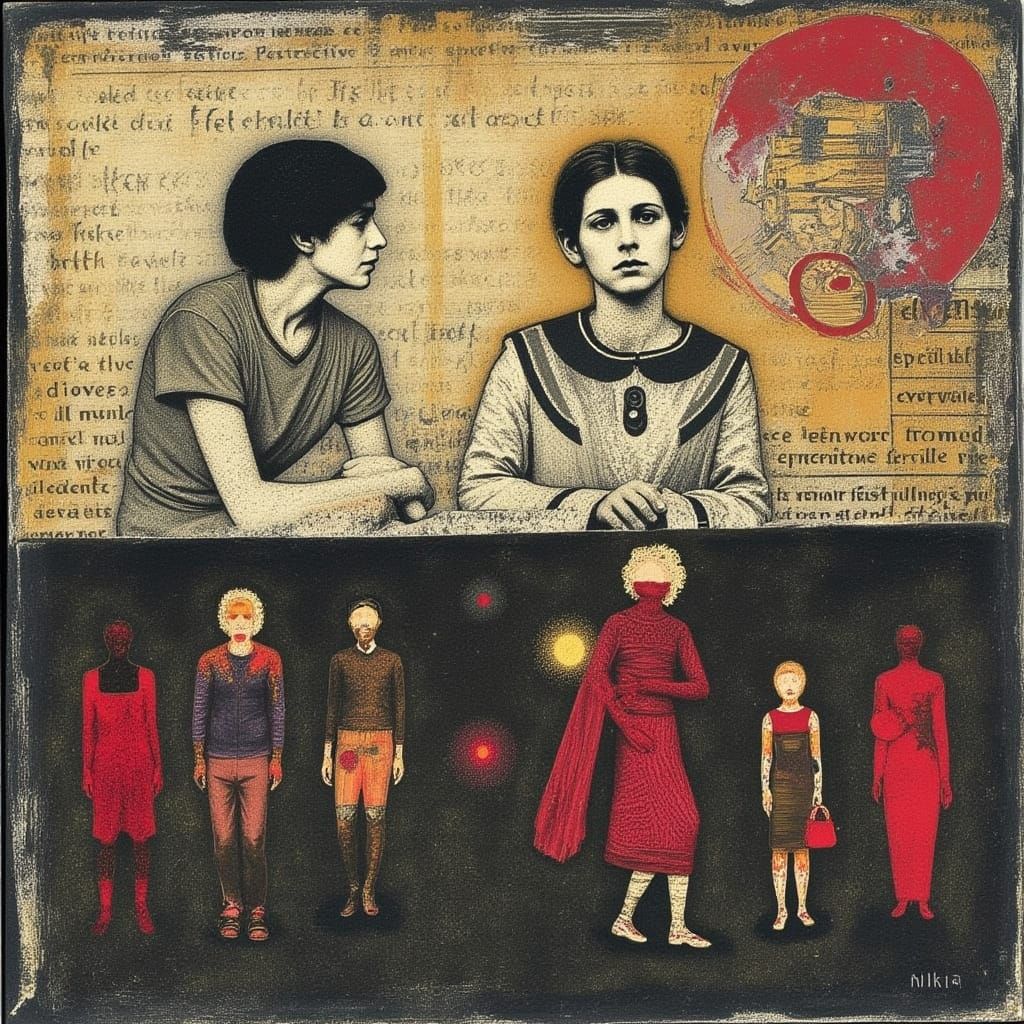 Mixed Media Art: Companionship and Scars in Basquiat Style