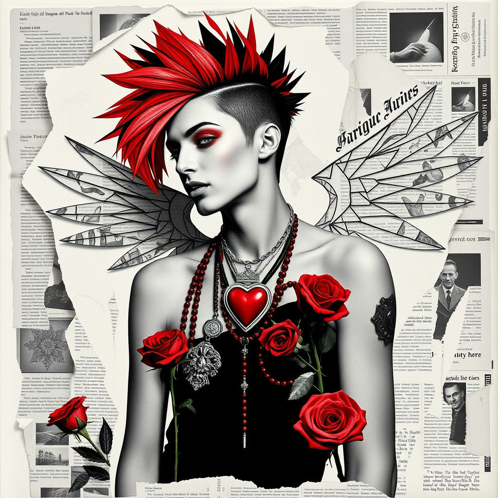 Androgynous Winged Figure in Dadaist Photogram Style