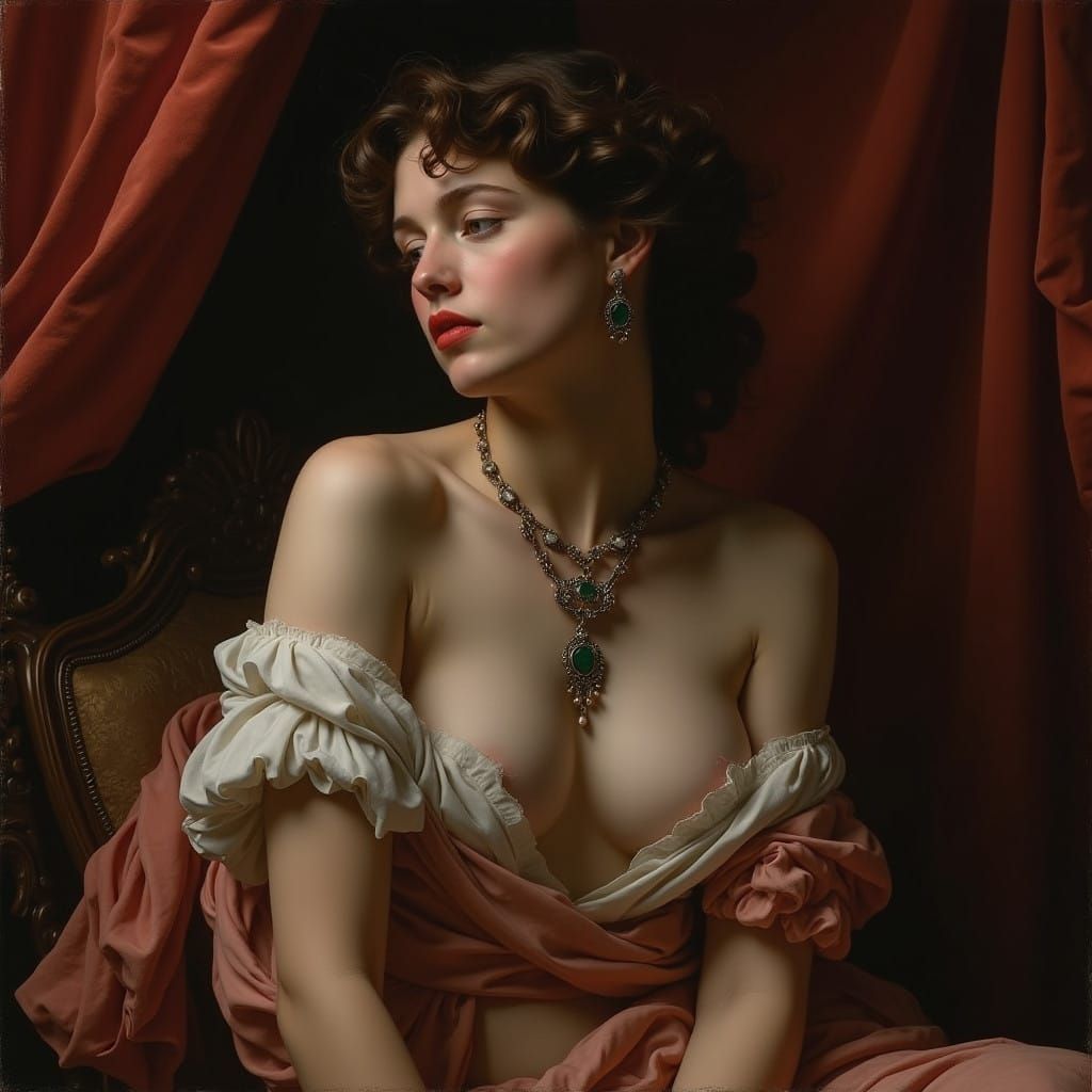 Classical Female Figure in Opulent Baroque Setting