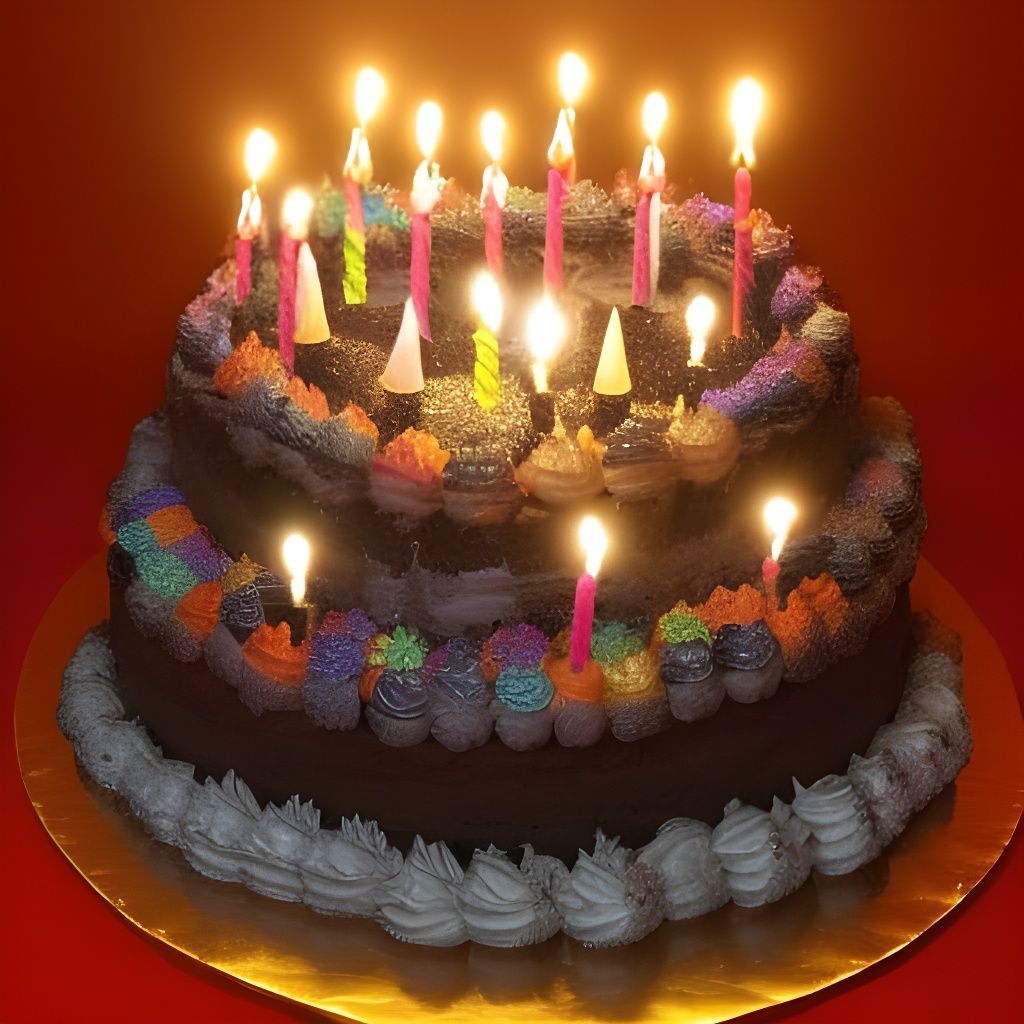 Magnificent Birthday Cake with Lit Candles