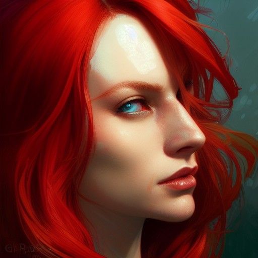 Red-Haired Woman Portrait in Hyperdetailed Style