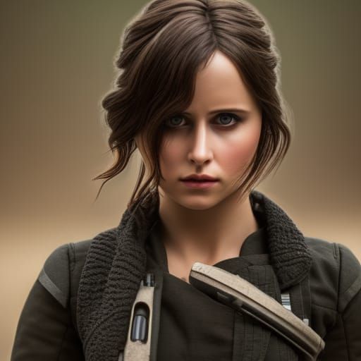 Hyperrealistic Jyn Erso Portrait in Digital Illustration