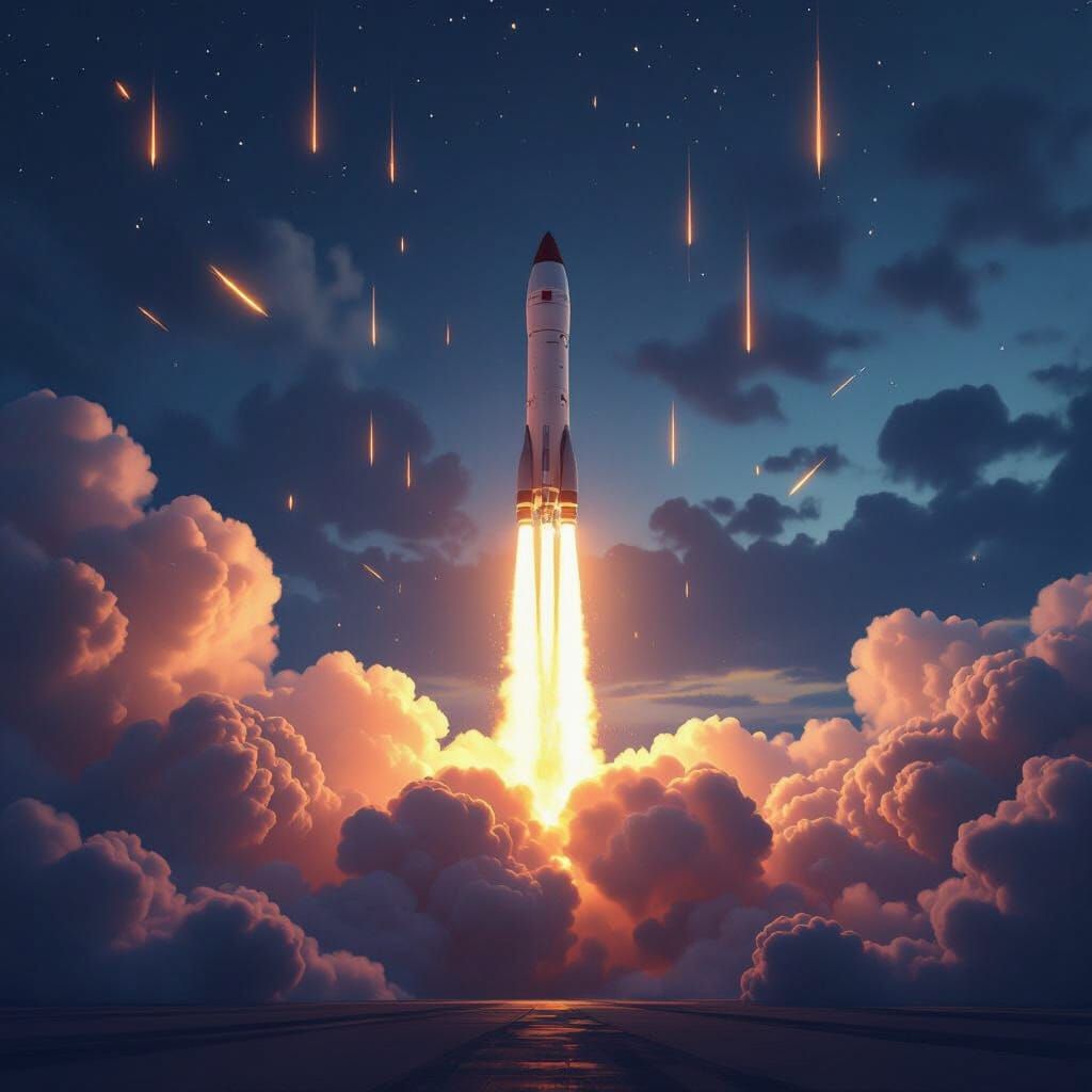 Rocket Launch in Dramatic Cinematic Style