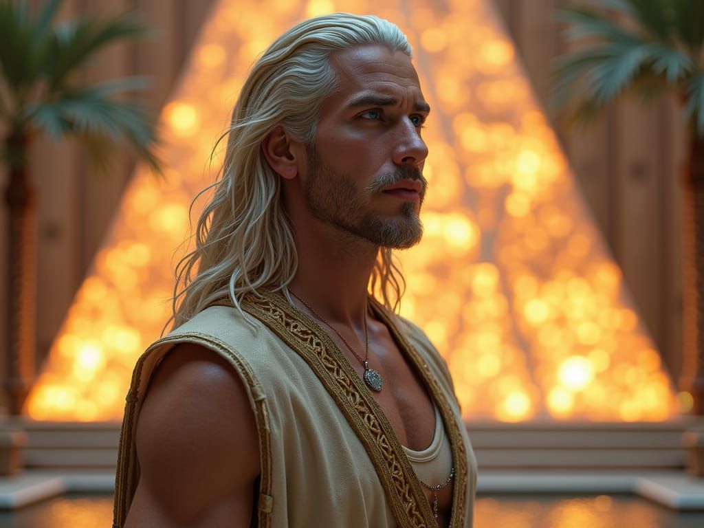 Utopian Temple with Healing Fountain in Alien Landscape