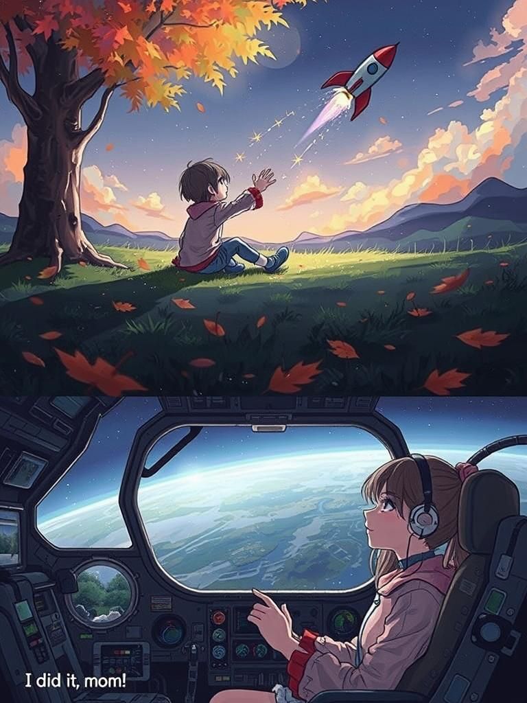 Anime Dream of Space Travel in Pastel Colors