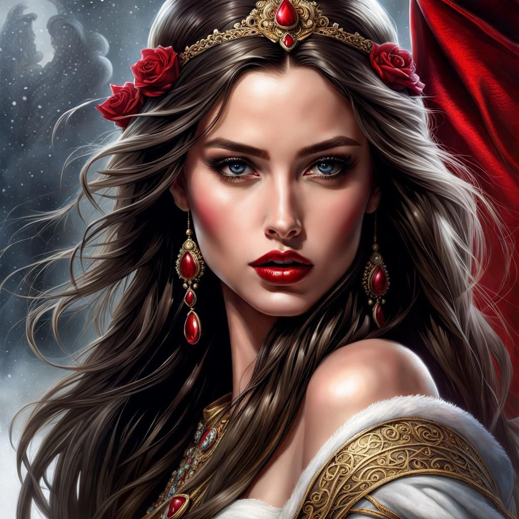 Beautiful Princess with Flowing Hair, Fantasy Art