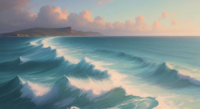 Pastel Sea View in Impasto Painting Style