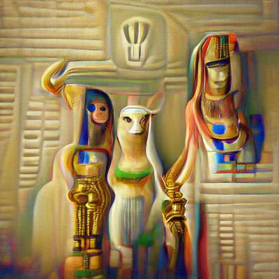 Egyptian Gods: Hathor, Ma'at, Ra, and Horus in Oil