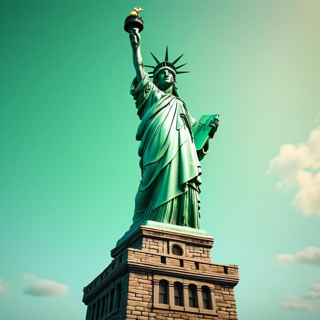 Leaning Green Statue of Liberty in Italy: 3D Art