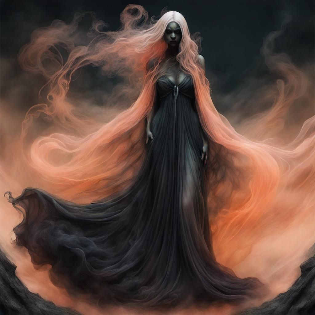 Eerie Undead Witch in Surrealist Art Style