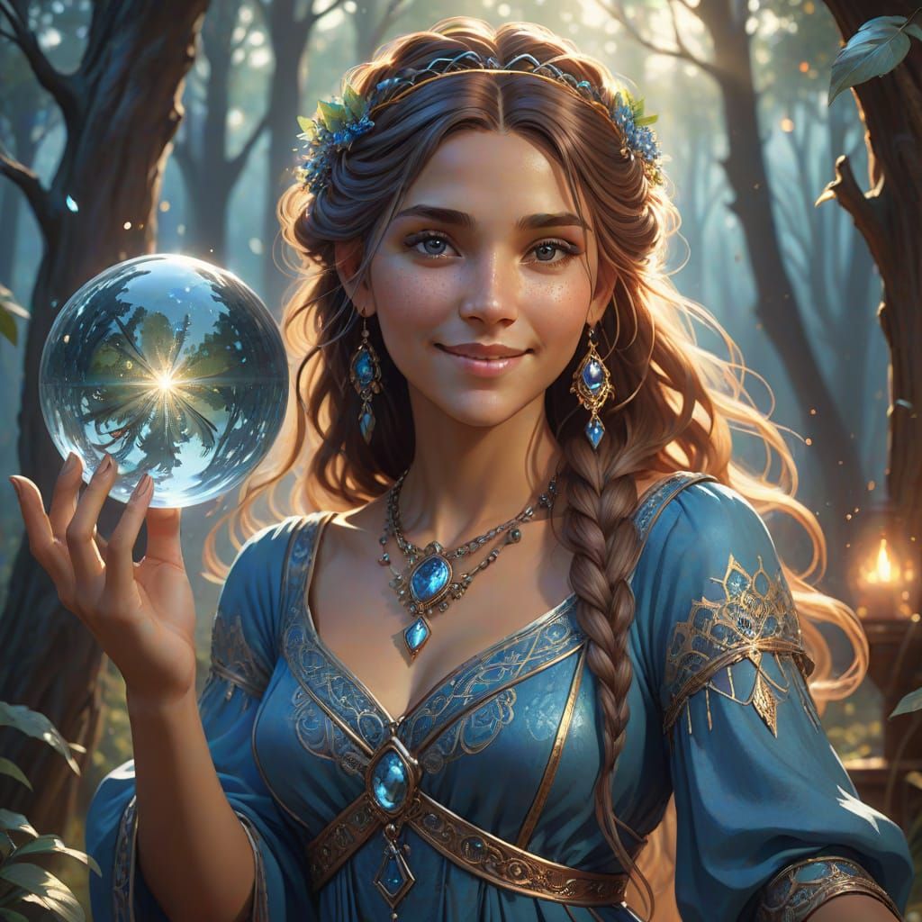Whimsical Gypsy Sorceress in Enchanted Forest