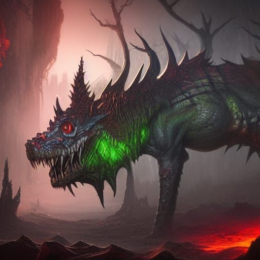 Detailed Matte Painting of Scary Monsters