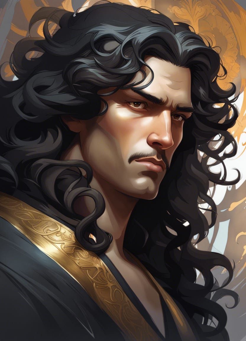 Detailed Portrait of an Emperor in Art Nouveau Style