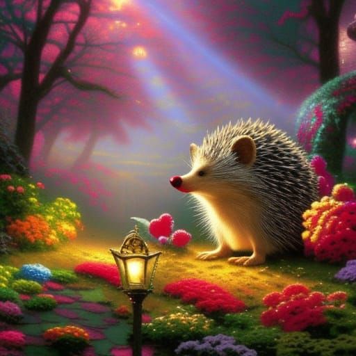 Surreal Clown Hedgehog in Ethereal Fantasy Style