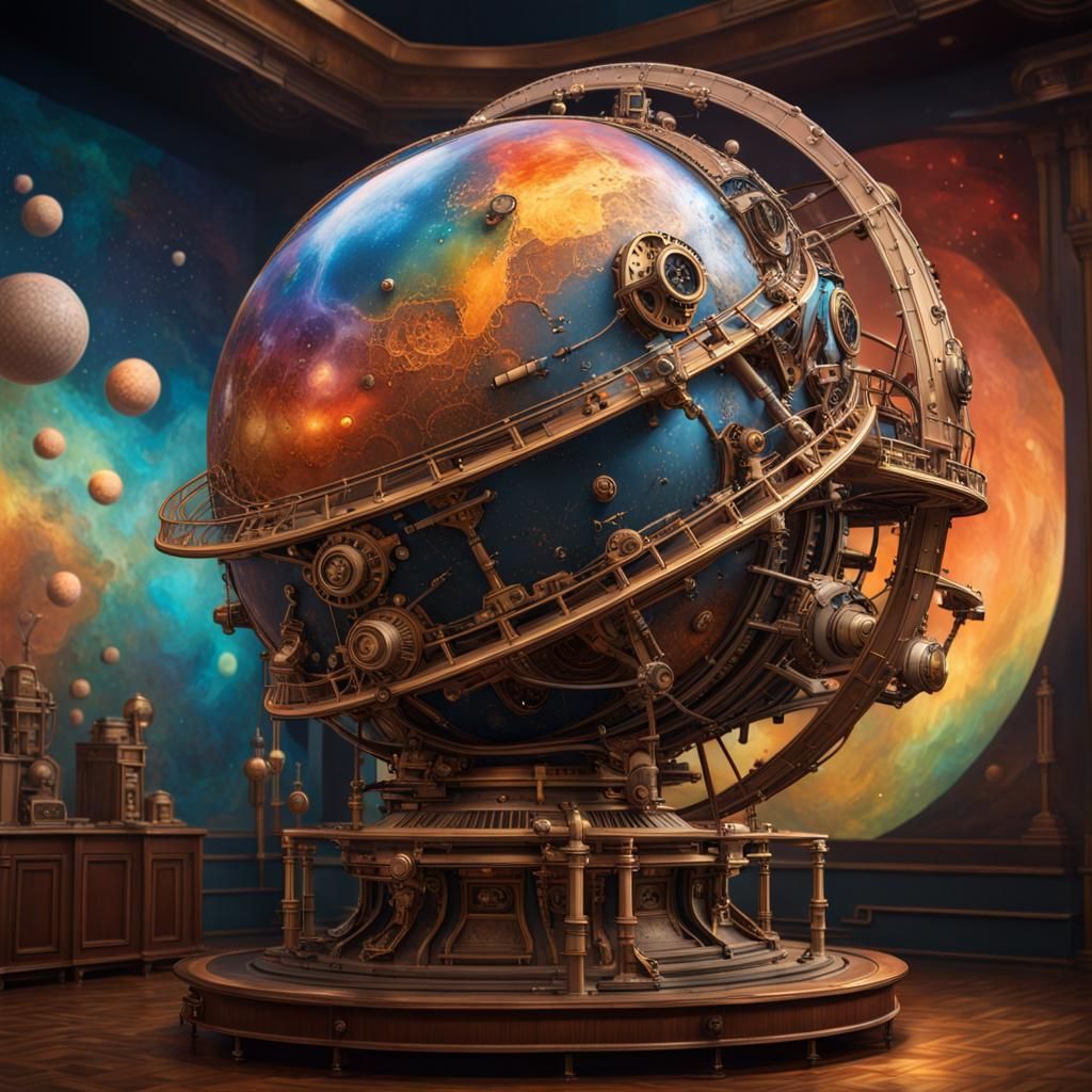 Intricate Steampunk Planetarium Concept Art