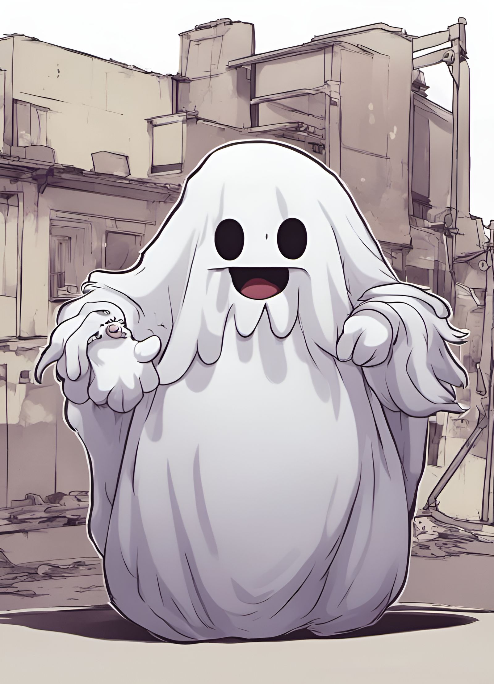 Ghost Muppet Character in Anime Style