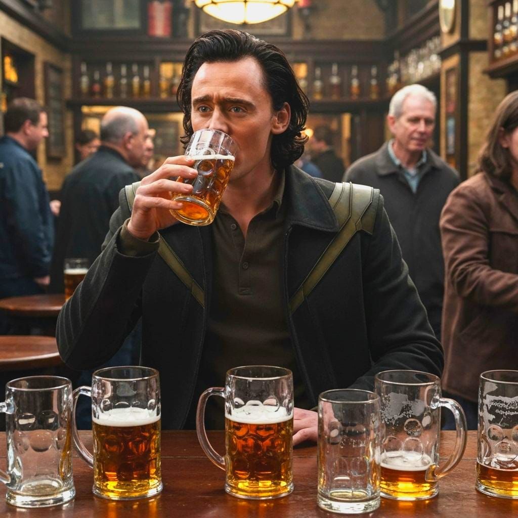 Drunk Loki Drowns Sorrows in a British Pub