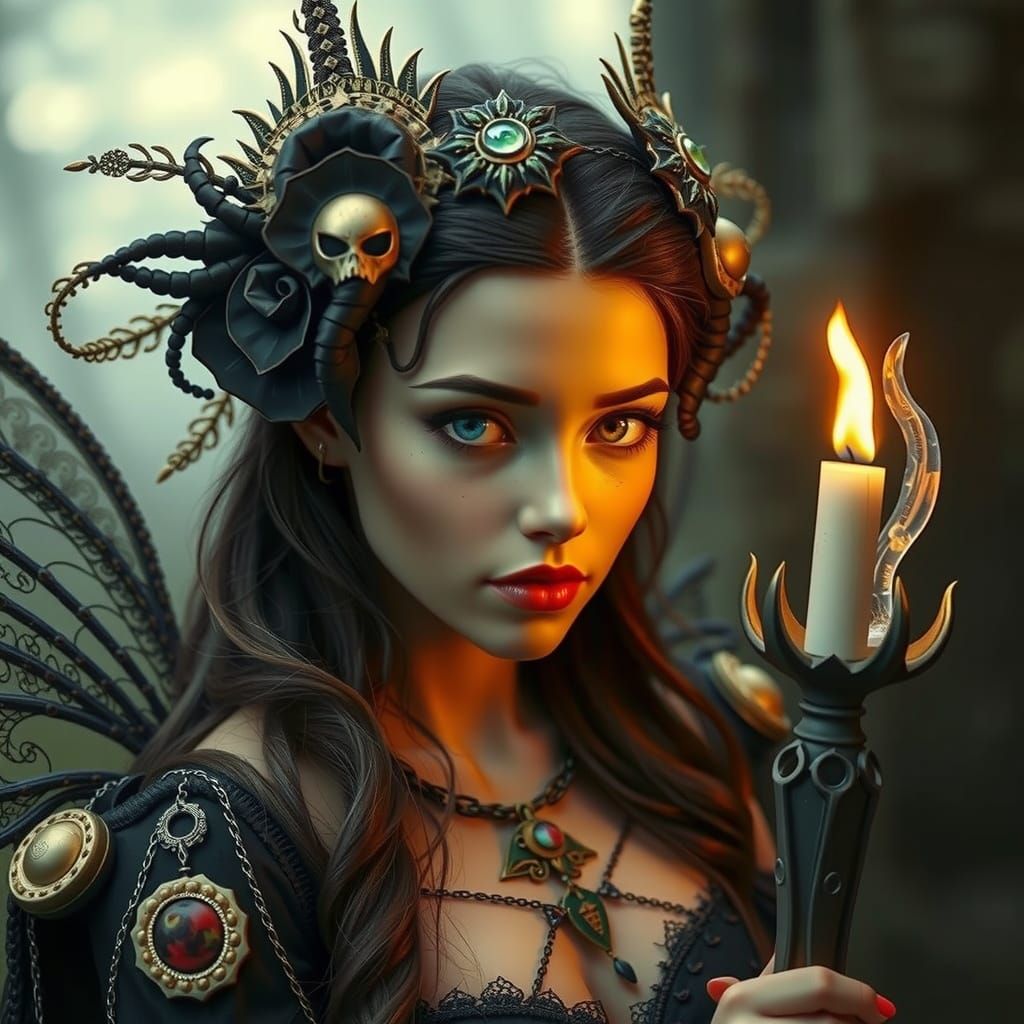 Mysterious Gothic Goddess with Ethereal Beauty