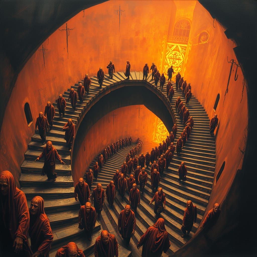 Eternal Descent into Hellish Realms in a Spiraling Inferno