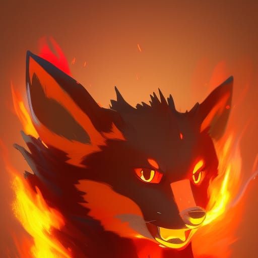 Fiery Fox Concept Art in Orange and Teal
