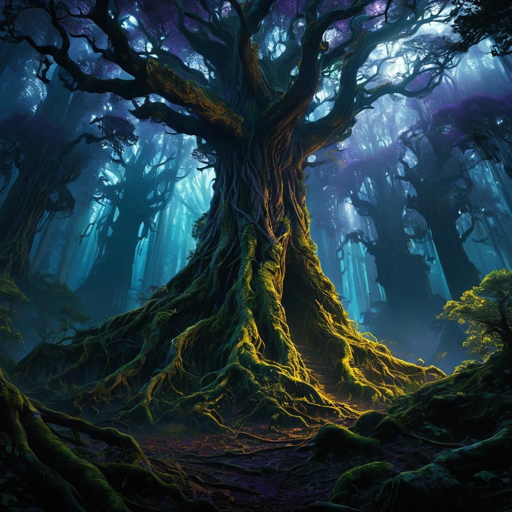 Mystical Fangorn Forest: Dark Fantasy Concept Art