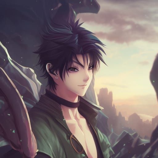 Attractive Anime Boy in Detailed Matte Painting