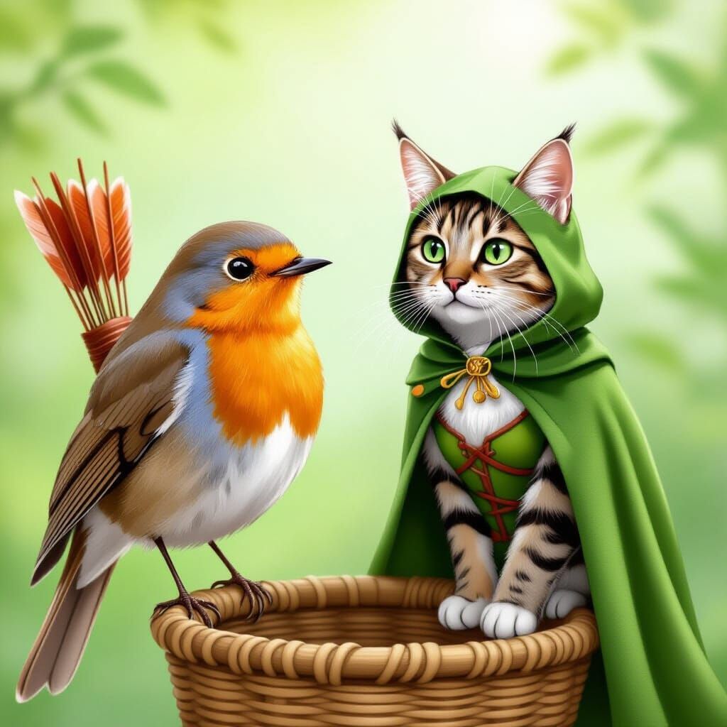 Robin Hood Bird and Lady Marian Cat