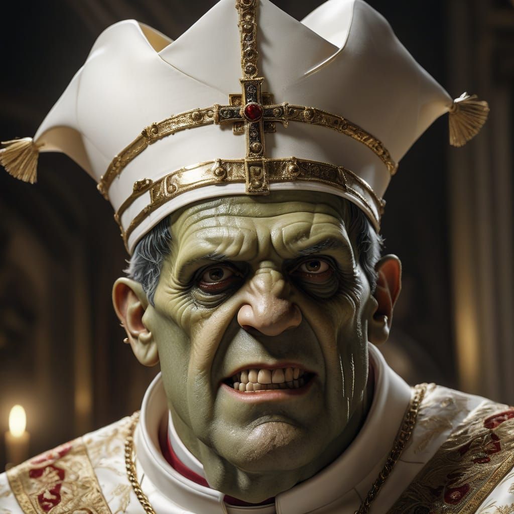 Frankenstein Pope in Greg Rutkowski Style
