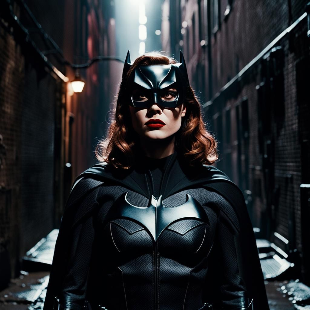 Batwoman in Gotham: A Cinematic Film Still