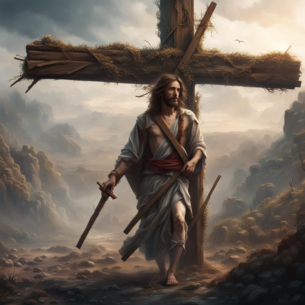 Jesus Carrying the Cross: Detailed Matte Painting