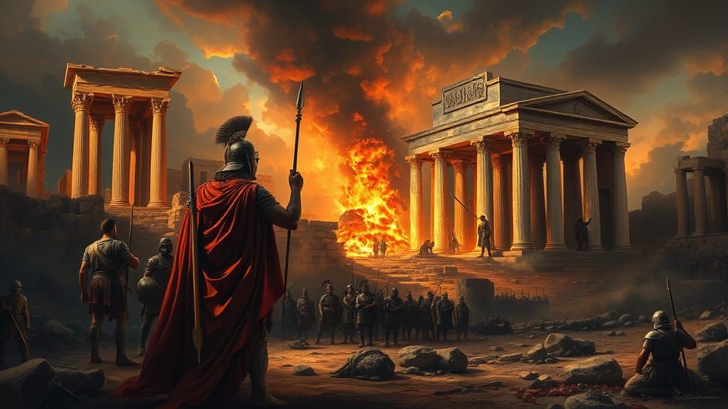 Ancient Persian Palace Engulfed in Flames