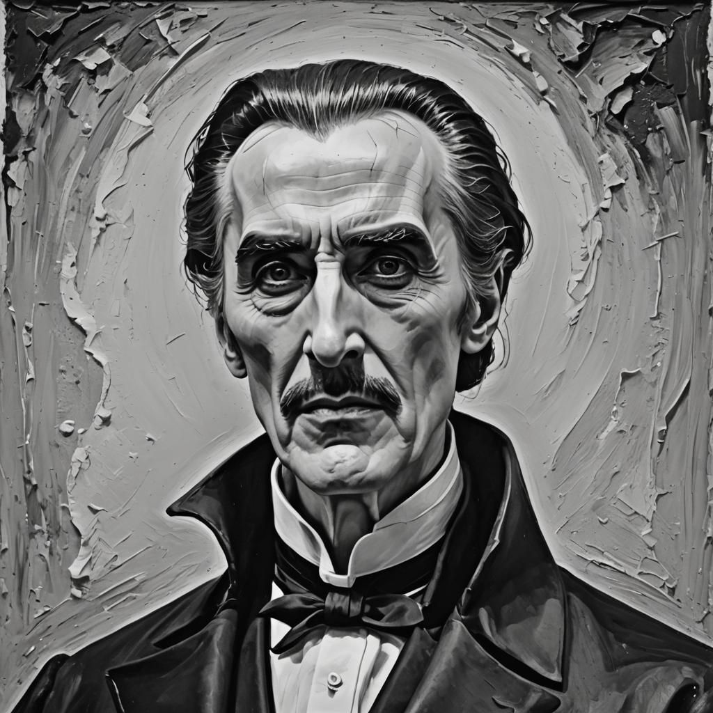 Count Dracula Impasto Portrait in Black and White