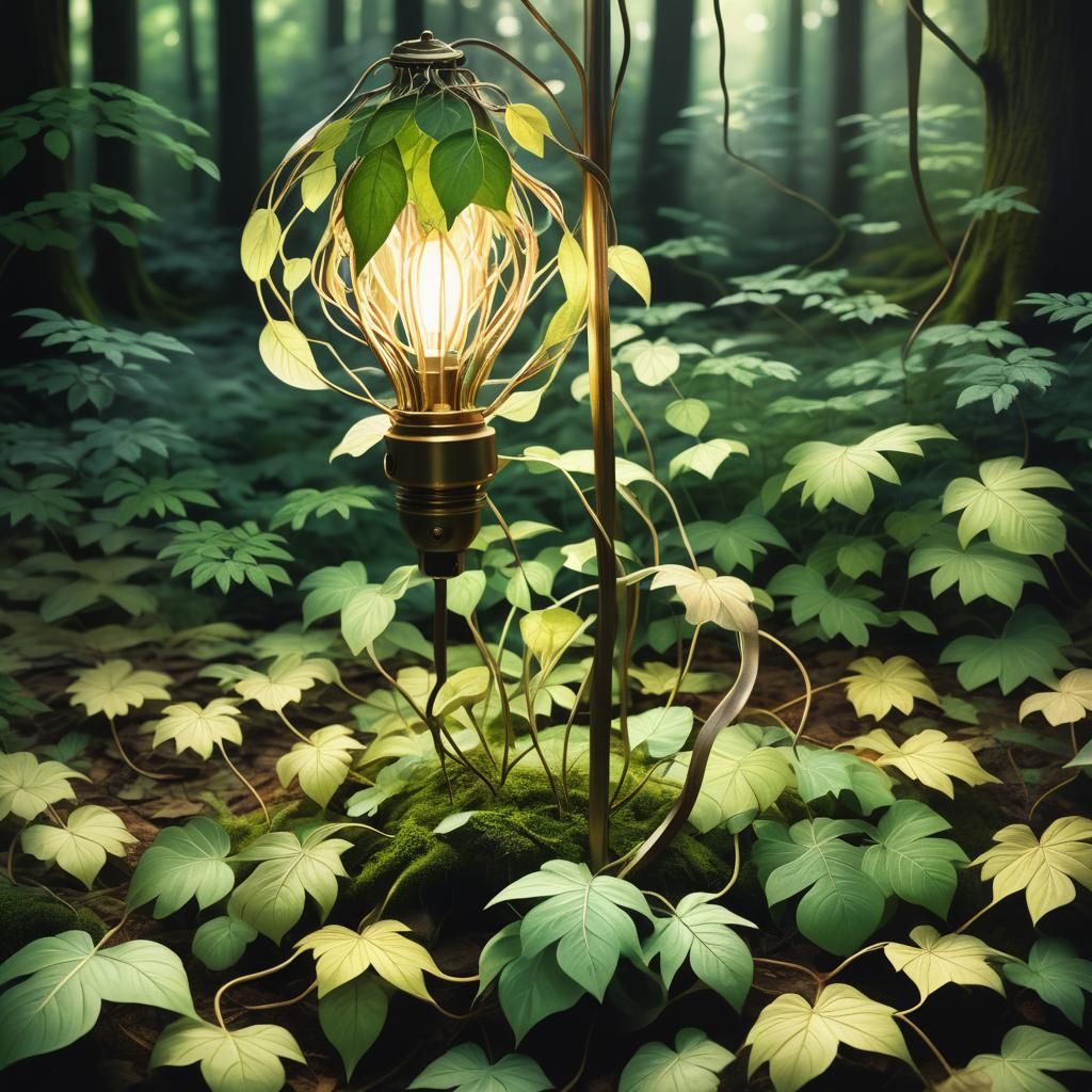 Botanical Lamp Illustration in Haeckel's Style