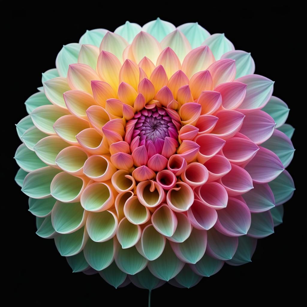 Optical Illusion: Saturated Dahlias on Black Background
