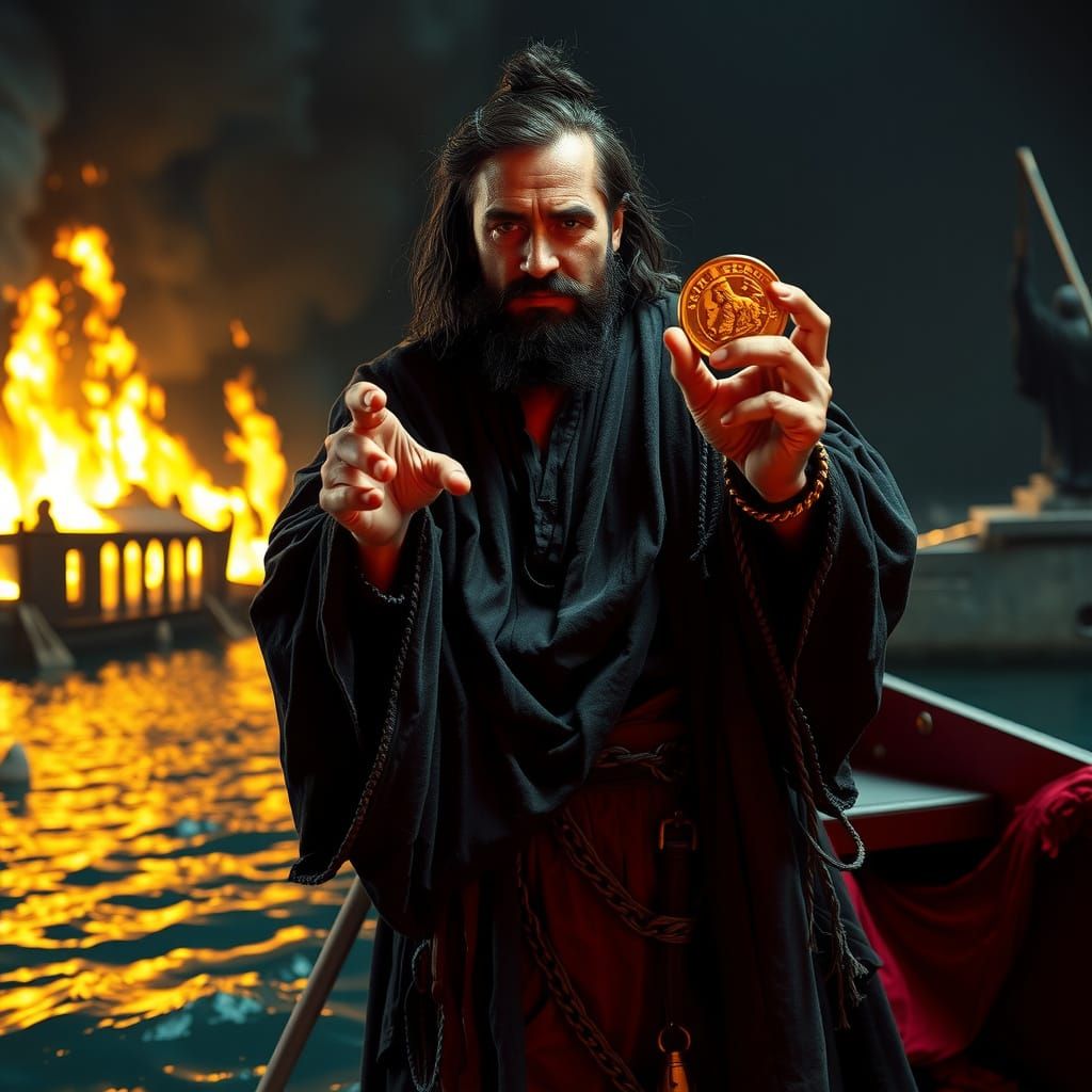 Lord of the Underworld with Coin, in Surrealist Style