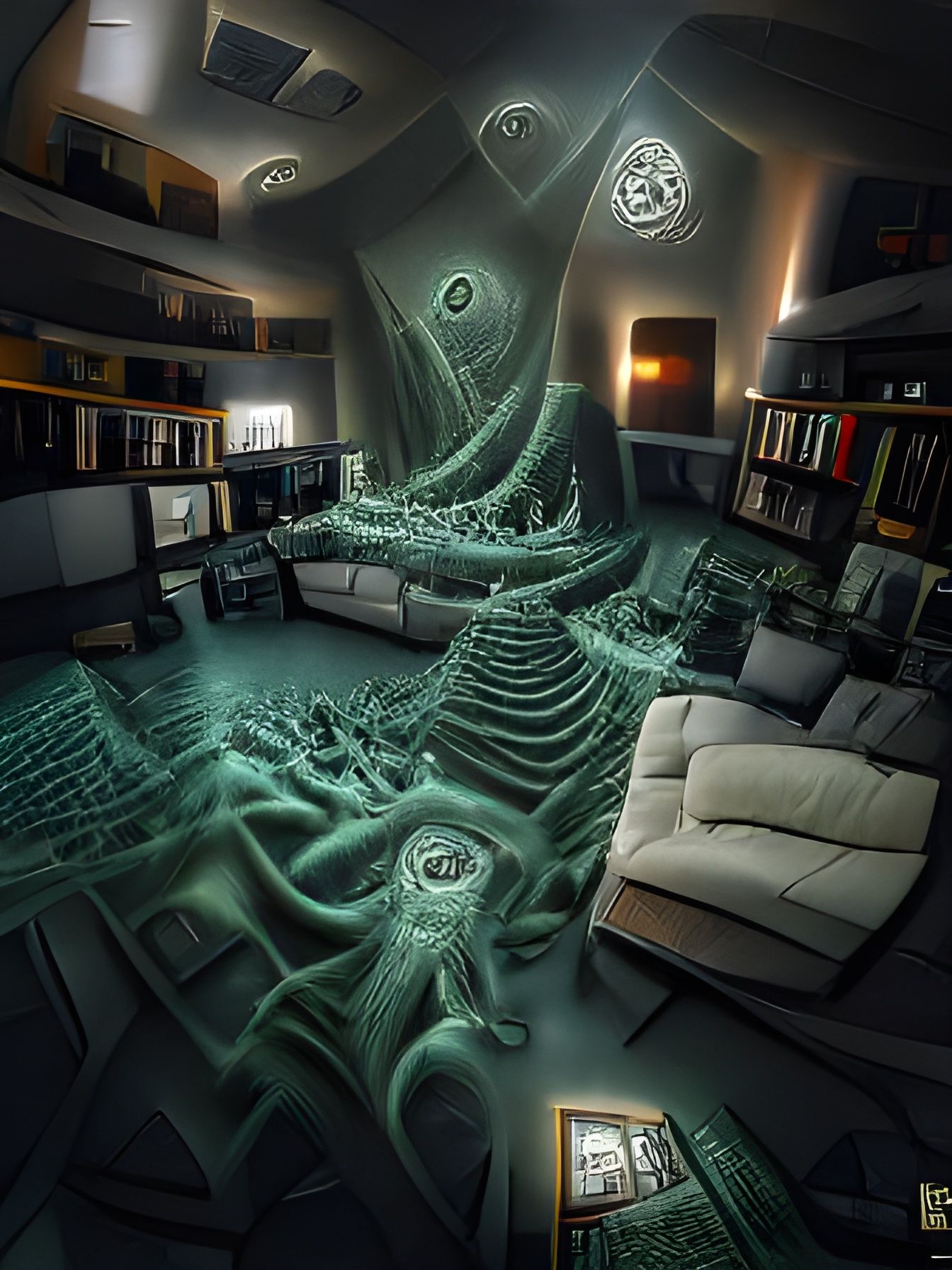 Lovecraftian Living Room in R'lyeh: Cosmic Horror