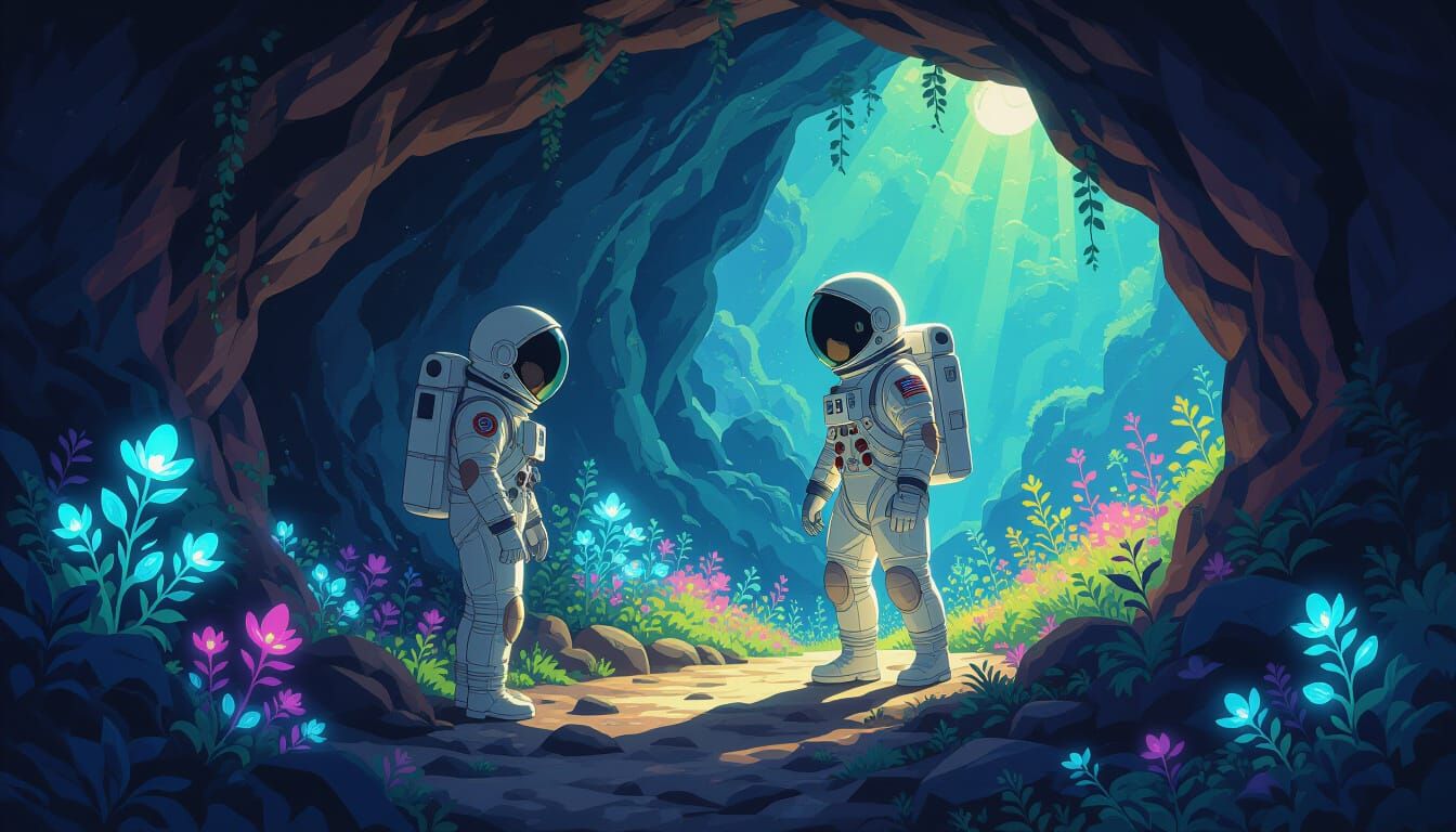 Astronaut Finds Bioluminescent Garden Inside Asteroid