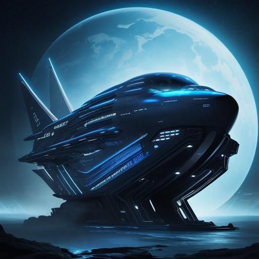 Futuristic Whale Spaceship in Biomechanical Style