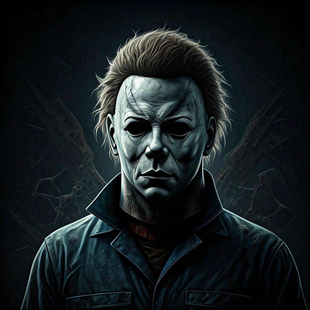 Michael Myers Cybergrunge Chalk Art with X-Ray Lighting